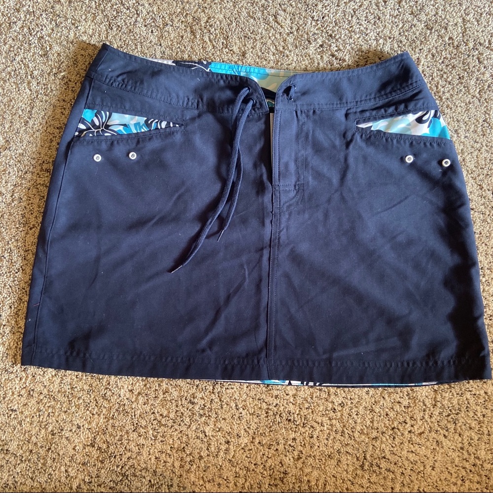 Reebok Athletic Blue Hawaiian Floral Print Detail Swim Skirt Coverup Medium